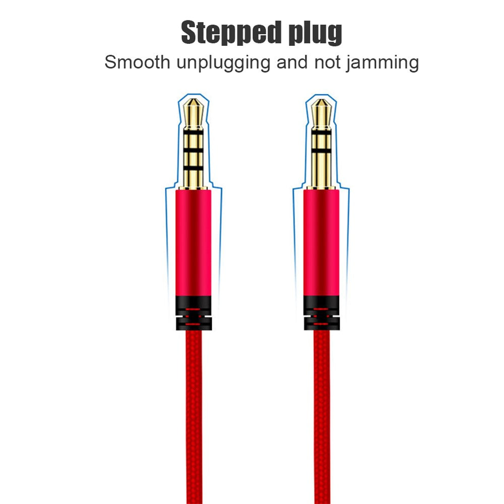 1.2m Earphone Cable Audio Extension Cable Jack 3.5mm to 3.5mm Male to Male Aux Cable Cord with Sliding Volume Control Mic