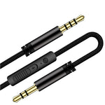 1.2m Earphone Cable Audio Extension Cable Jack 3.5mm to 3.5mm Male to Male Aux Cable Cord with Sliding Volume Control Mic