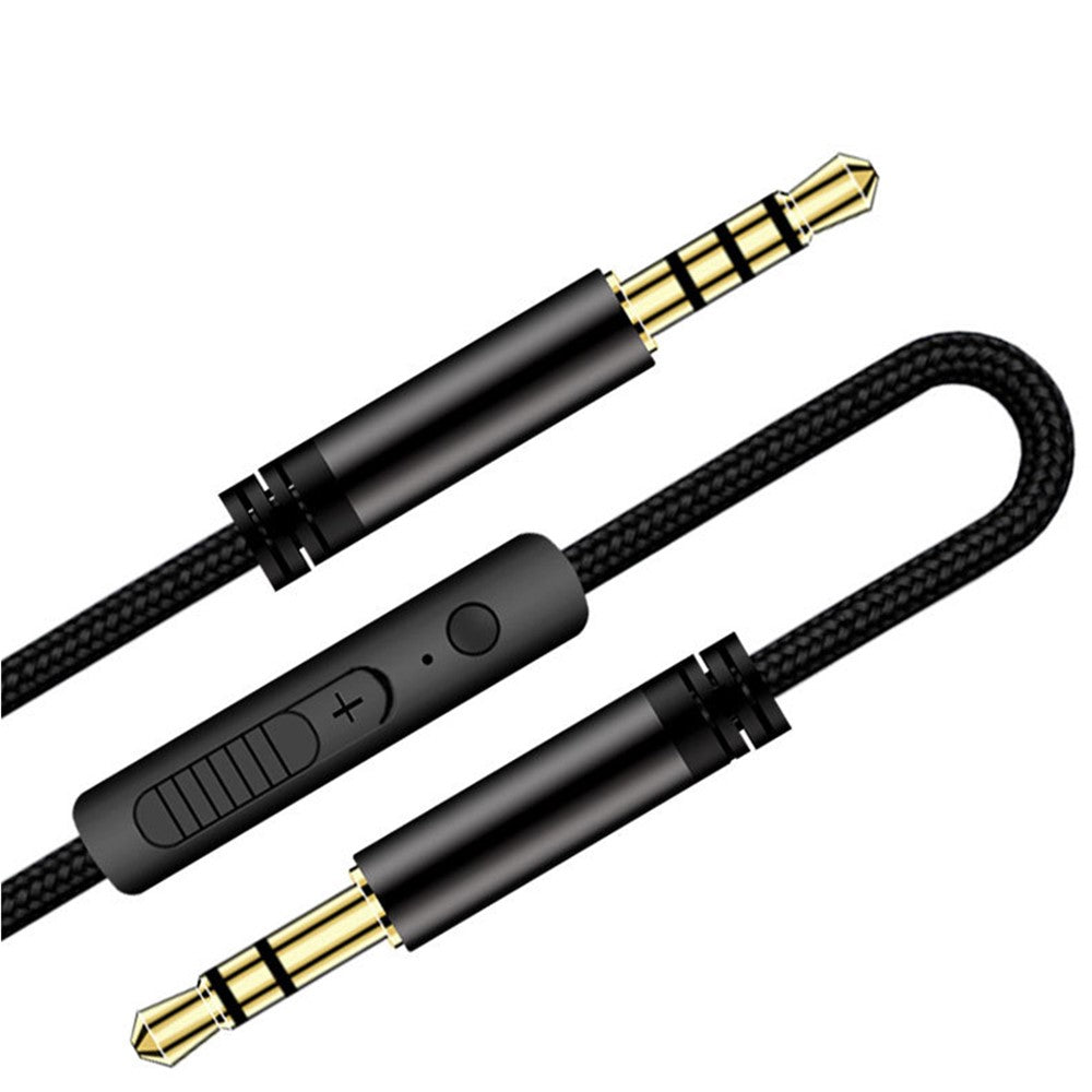 1.2m Earphone Cable Audio Extension Cable Jack 3.5mm to 3.5mm Male to Male Aux Cable Cord with Sliding Volume Control Mic