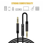 1.2m Earphone Cable Audio Extension Cable Jack 3.5mm to 3.5mm Male to Male Aux Cable Cord with Sliding Volume Control Mic