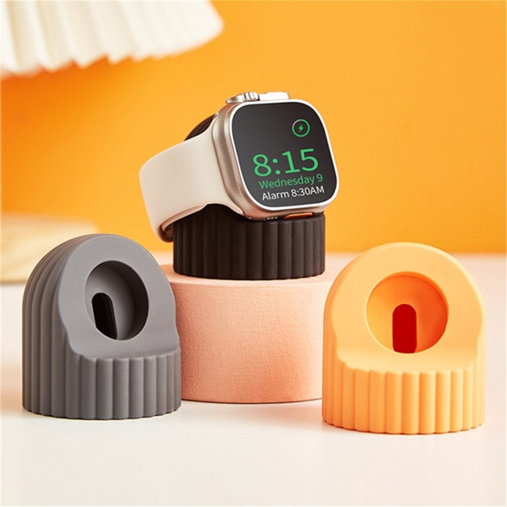 Opladerholder til Apple Watch med bølgetekstur i silikone – skrivebordsstander, opladningsstation, dockholder