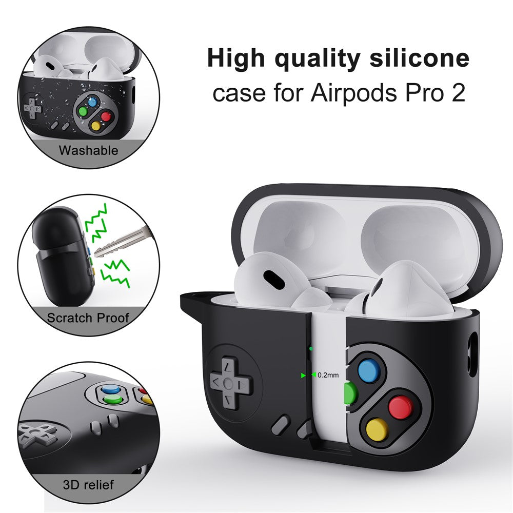 Earphone Silicone Case for Apple AirPods Pro (Gen 2) (USB-C) / AirPods Pro 2 / Pro Game Console Design Earbuds Anti-Drop Cover with Ring Buckle