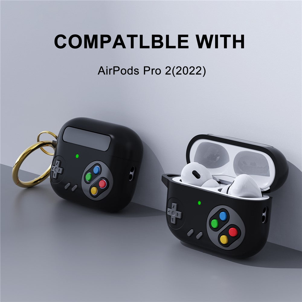 Earphone Silicone Case for Apple AirPods Pro (Gen 2) (USB-C) / AirPods Pro 2 / Pro Game Console Design Earbuds Anti-Drop Cover with Ring Buckle