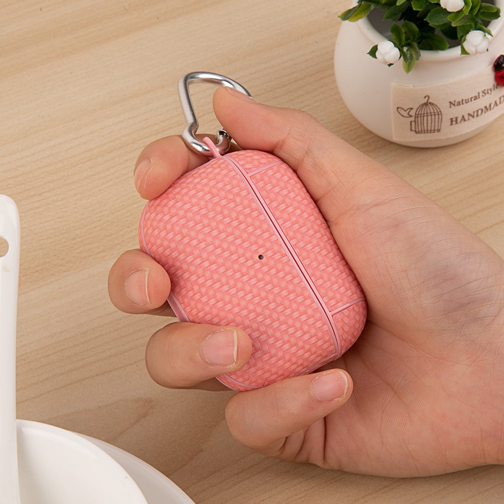 Til Apple AirPods Pro Anti-drop Øretelefonetui PU Læderbelagt PC Øreprop Cover med Karabinhage