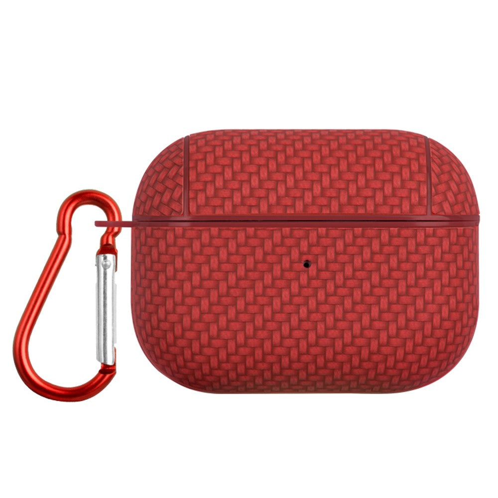 Til Apple AirPods Pro Anti-drop Øretelefonetui PU Læderbelagt PC Øreprop Cover med Karabinhage