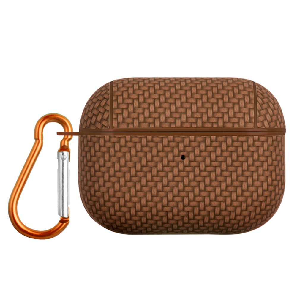 Til Apple AirPods Pro Anti-drop Øretelefonetui PU Læderbelagt PC Øreprop Cover med Karabinhage