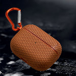Bluetooth-compatible Earphone Protective Case for Apple AirPods 3 , PU Leather Coated PC Cover with Carabiner