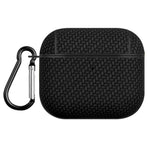 Bluetooth-compatible Earphone Protective Case for Apple AirPods 3 , PU Leather Coated PC Cover with Carabiner
