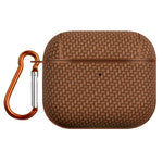 Bluetooth-compatible Earphone Protective Case for Apple AirPods 3 , PU Leather Coated PC Cover with Carabiner