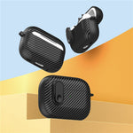 For Apple AirPods Pro Wireless Earbuds Case Carbon Fiber TPU+PC Colorful Buckle Cover with Keychain