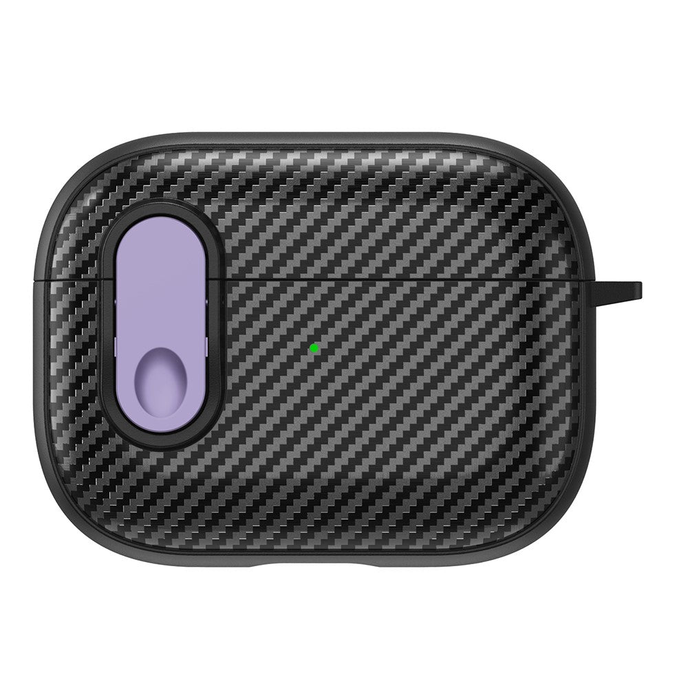 For Apple AirPods Pro Wireless Earbuds Case Carbon Fiber TPU+PC Colorful Buckle Cover with Keychain