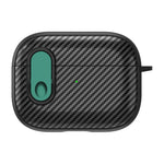 For Apple AirPods Pro Wireless Earbuds Case Carbon Fiber TPU+PC Colorful Buckle Cover with Keychain