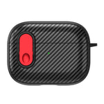 For Apple AirPods Pro Wireless Earbuds Case Carbon Fiber TPU+PC Colorful Buckle Cover with Keychain