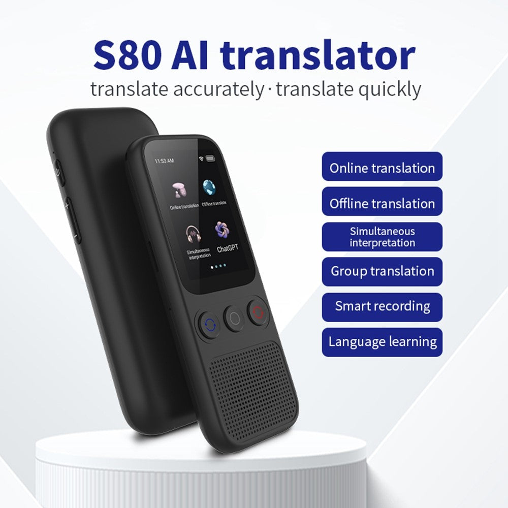 S80 AI Language Translator Photo Translation Voice to Text Offline Voice Translation Interpretation Device