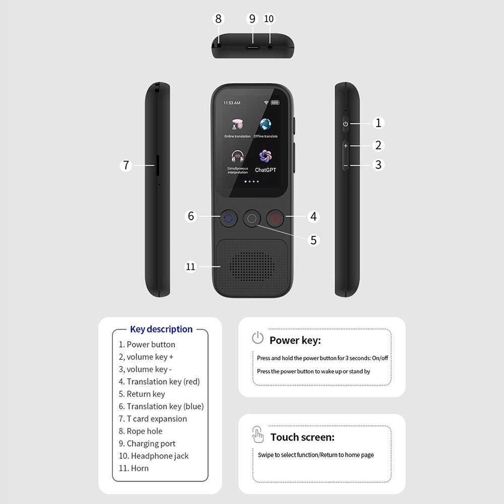 S80 AI Language Translator Photo Translation Voice to Text Offline Voice Translation Interpretation Device