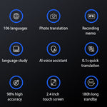 VORMOR T8S 4G Offline Instant AI Voice Translator Touch+Button Controlled USB Rechargeable 106 Languages Translation Device with 2.4 Inch HD Screen