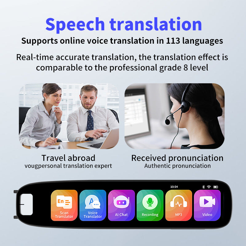 A27S 4.24 Inch Intelligent Scanning Translation Pen 113 Languages Smart Voice Translator, 1+8GB