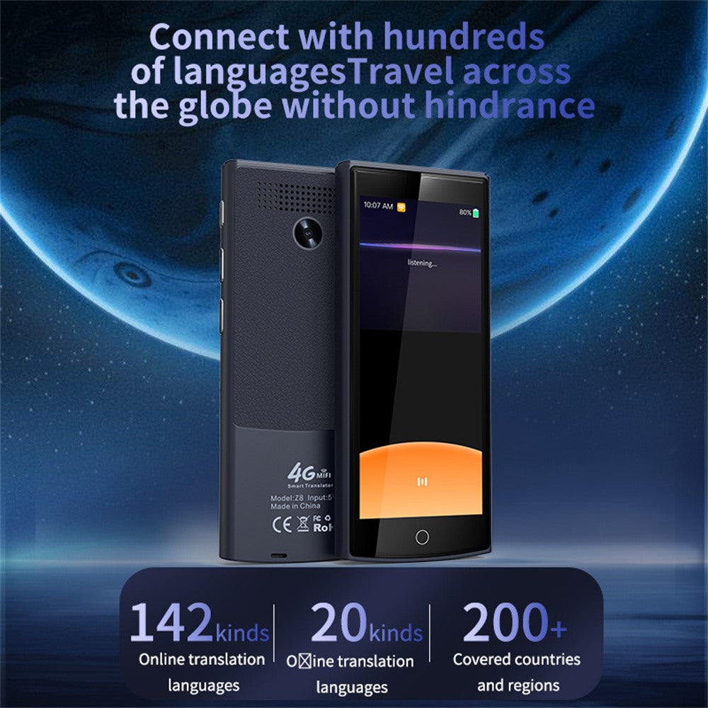Z8 4G Smart Voice Translator 5.5 inch IPS Full View Screen with 5MP Auto Zoom Photo Translation Device for Business