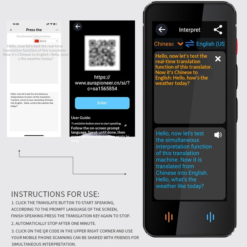 F12 Intelligent Voice Translator Real-Time Multilingual Translation Device with Recording Photo Translation Functions