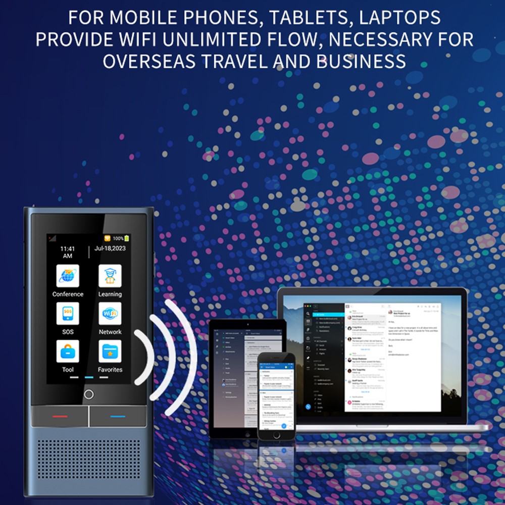 Z6 4G Smart Voice Translator Supporting 138 Languages Two-Way Simultaneous Interpretation Device