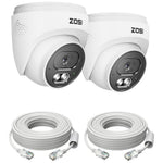 ZOSI C220 2Pcs 4MP QHD 2.5K Security Camera 100ft Night Vision AI Human Detection Outdoor PoE IP Camera