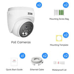 ZOSI C220 2Pcs 4MP QHD 2.5K Security Camera 100ft Night Vision AI Human Detection Outdoor PoE IP Camera