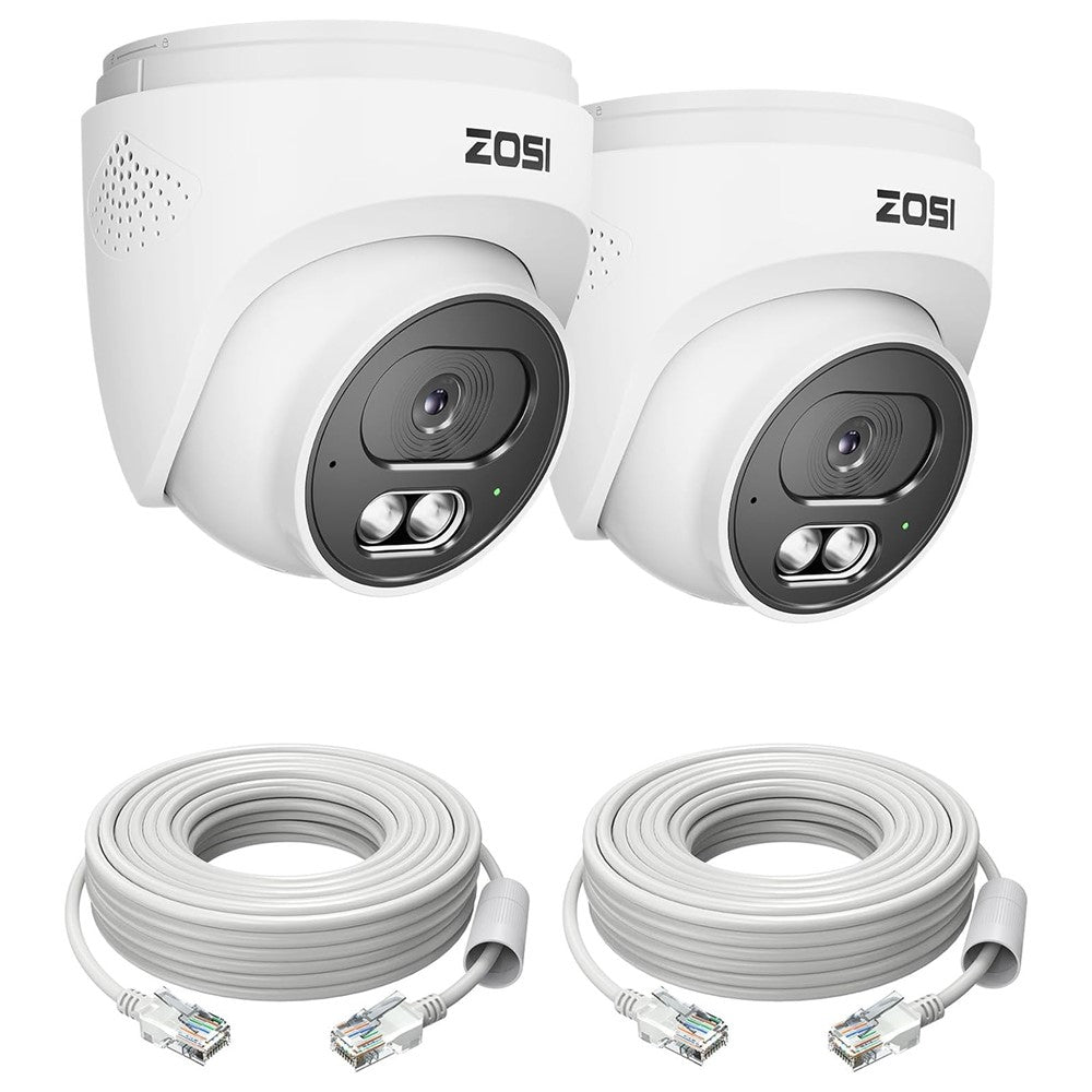 ZOSI C220 2 st 4K UHD 8MP PoE Tilläggs-IP-kamera AI Person-/Fordonsdetektering Tvåvägsljud Nattseende Säkerhetskamera