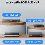 ZOSI C220 2 st 4K UHD 8MP PoE Tilläggs-IP-kamera AI Person-/Fordonsdetektering Tvåvägsljud Nattseende Säkerhetskamera