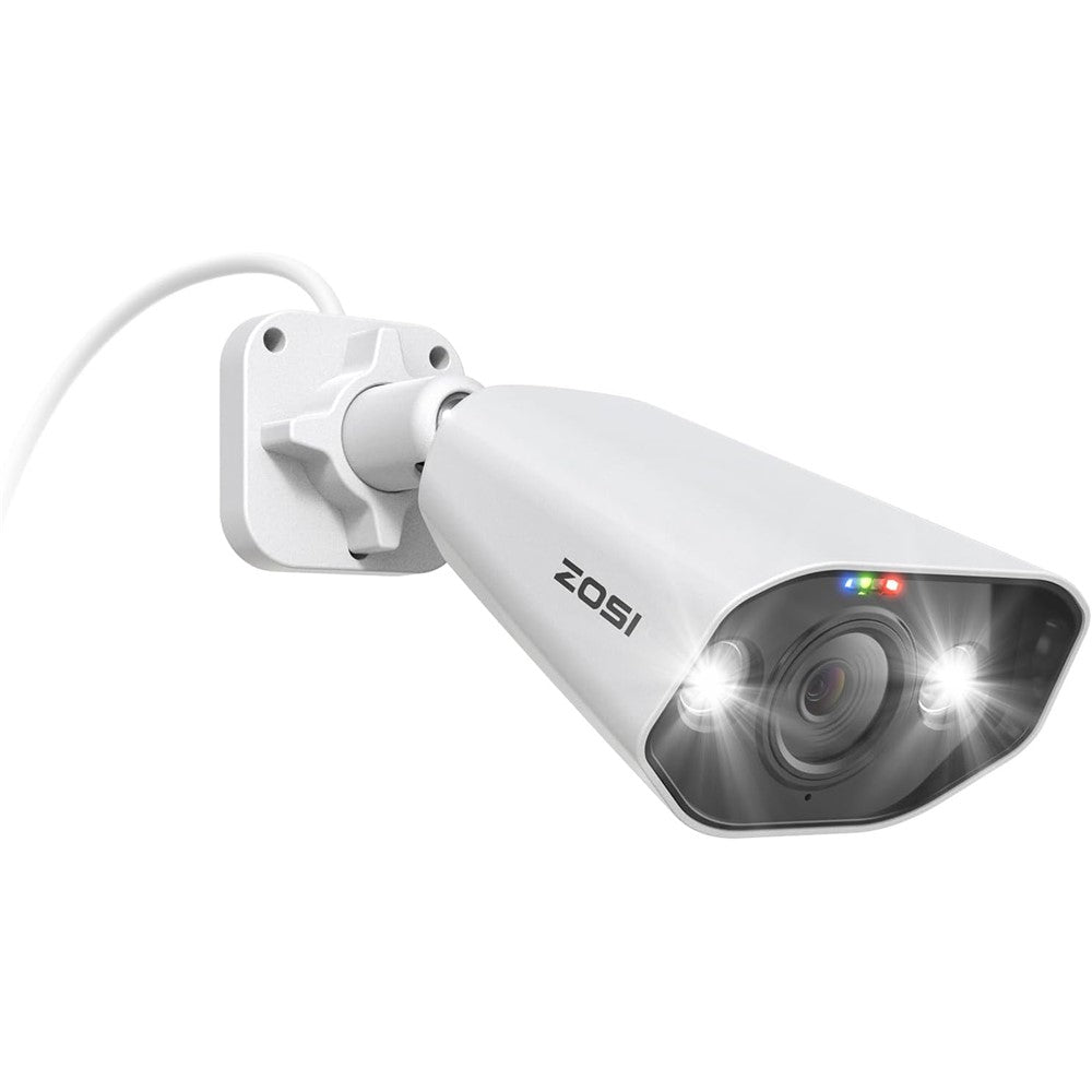 ZOSI 1Pc 4K PoE Add-on Camera 8MP AI Human Vehicle Detection Waterproof Color Night Vision Security Bullet Cam