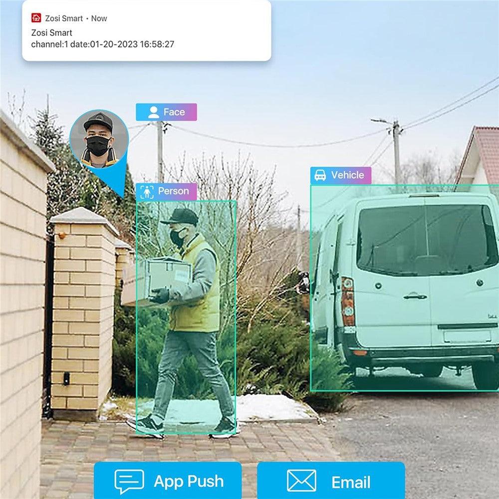 ZOSI 1Pc 4K PoE Add-on Camera 8MP AI Human Vehicle Detection Waterproof Color Night Vision Security Bullet Cam