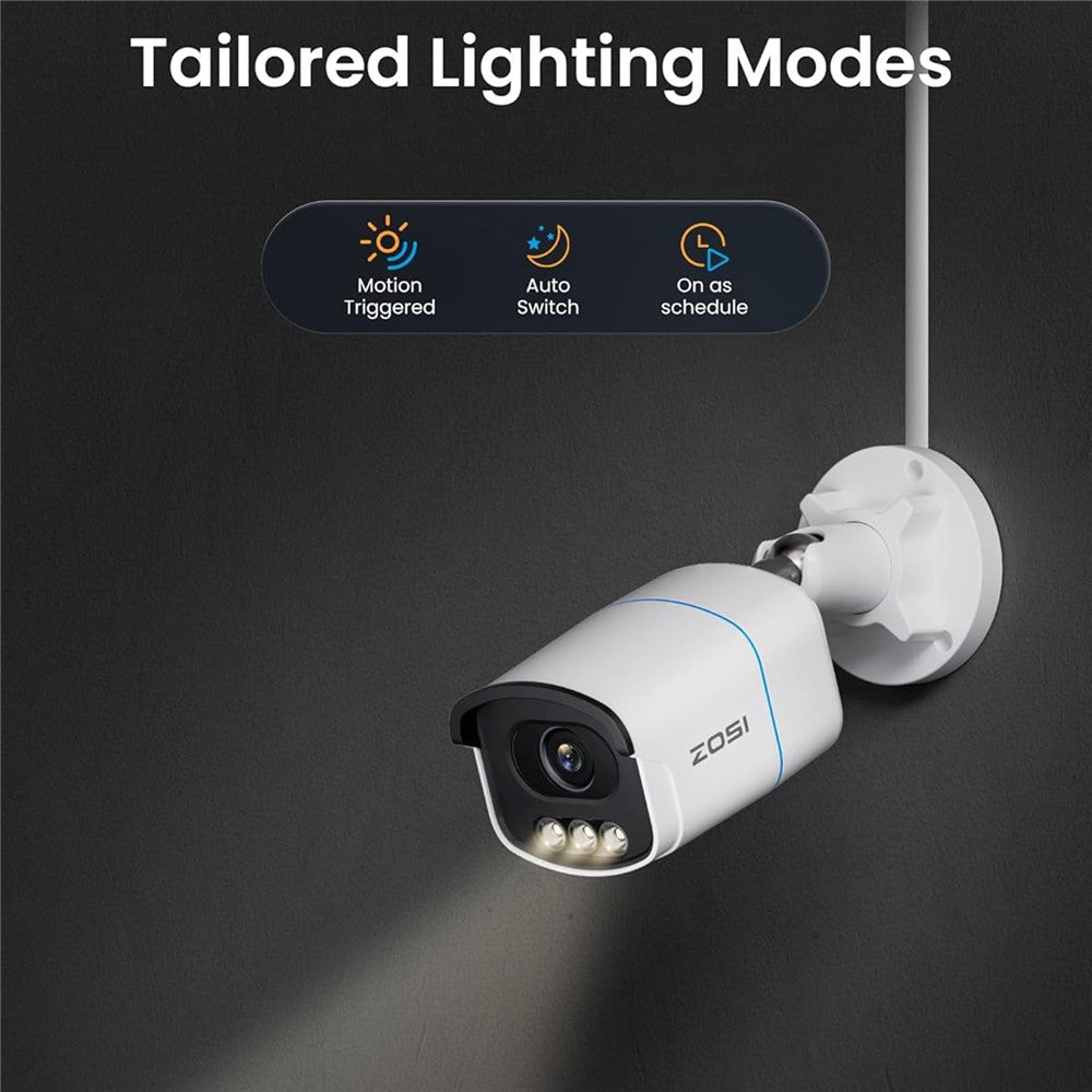ZOSI C186 4K PoE-säkerhetskamera kompatibel med Zosi 4K PoE NVR Aurora Lux True Color Nattseende 8MP Utomhus Inomhus IP66 Vattentät AI Personfordonsdetektering Tvåvägsljud IP-kamera