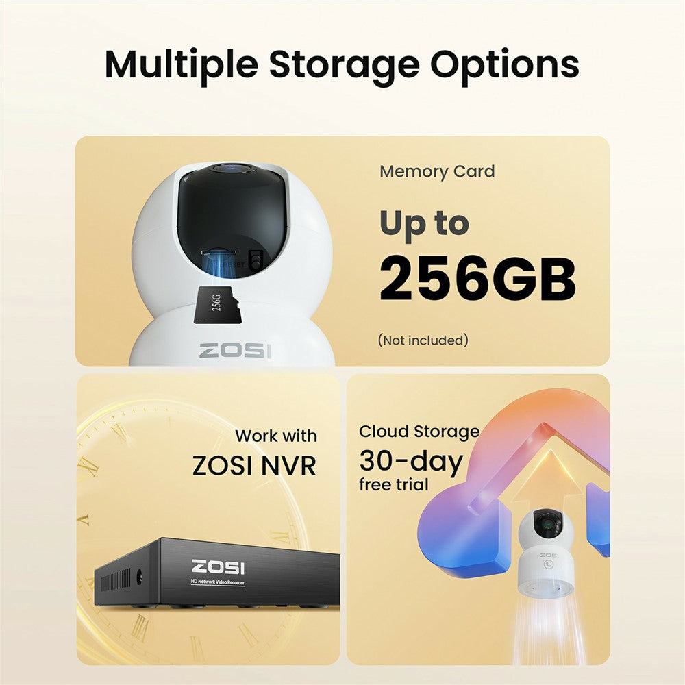 ZOSI C518 1080P Säkerhetskamera 2MP Inomhus WiFi Panorering Tilt AI Människodetektering Automatisk Spårning Nattseende Tvåvägs Audio Säkerhetskamera