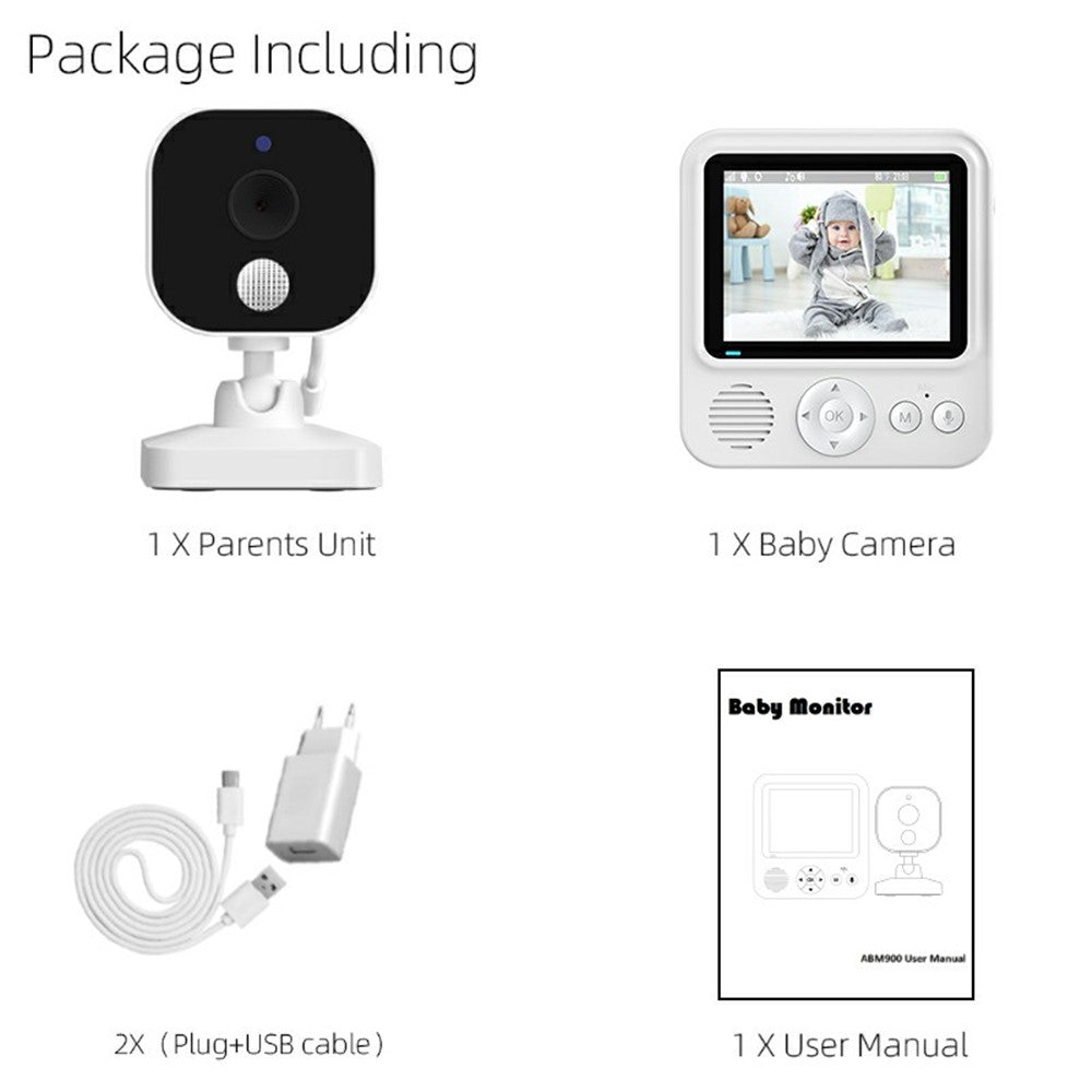 ABM900 Baby Monitor 2.8 inch Indoor Security Camera Two-Way Audio, Lullabies