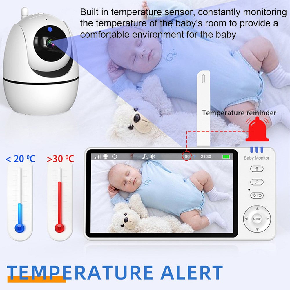ABM501 5-tums videobabyvakt 2.4G trådlös tvåvägsljud nattseende säkerhetskamera