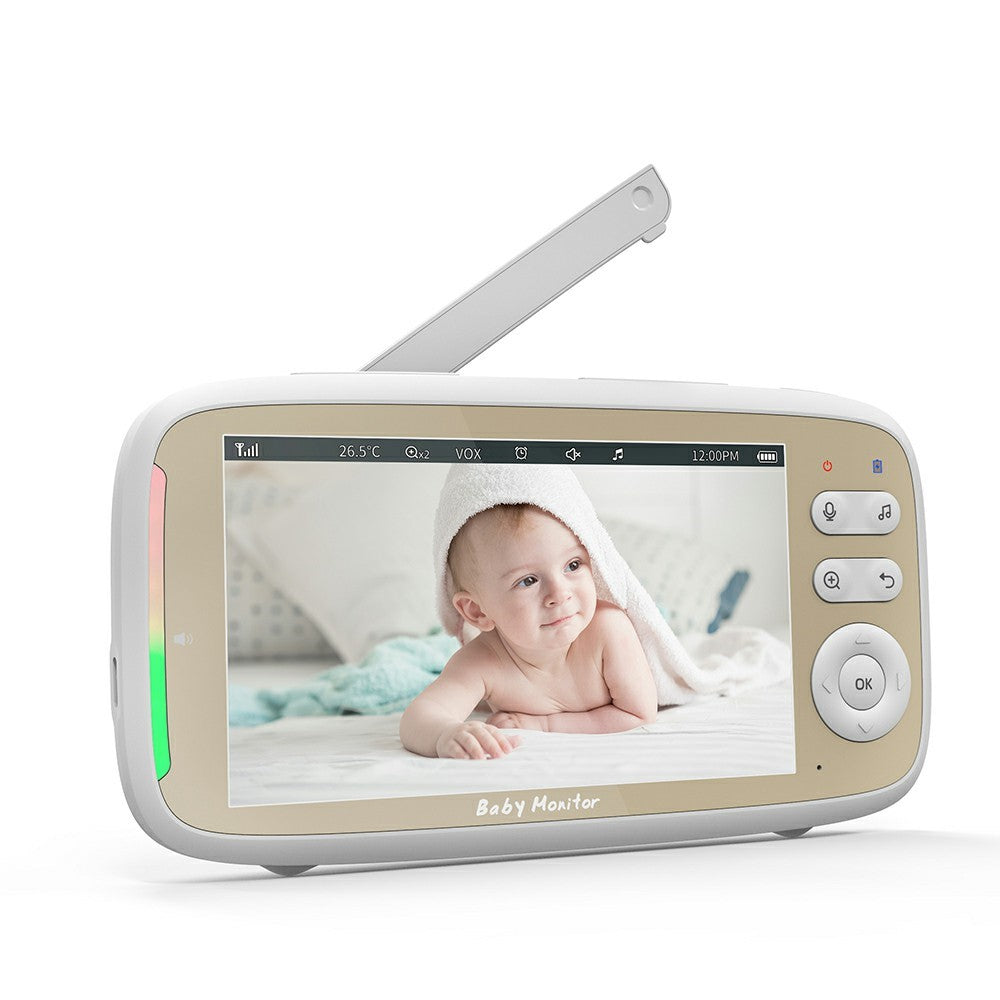 VB803 5-tums babyvakt med inbyggda vaggvisor, PTZ-rotation, HD-övervakningskamera för baby