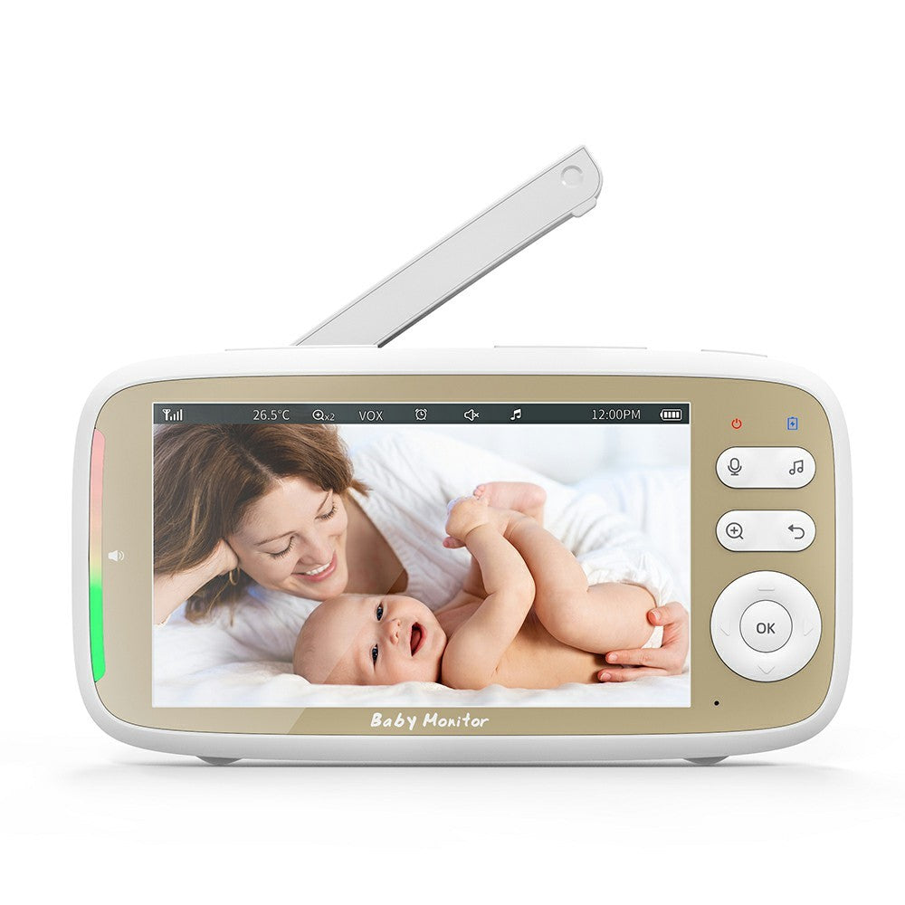 VB803 5-tums babyvakt med inbyggda vaggvisor, PTZ-rotation, HD-övervakningskamera för baby
