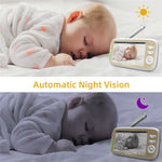VB803 5-tums babyvakt med inbyggda vaggvisor, PTZ-rotation, HD-övervakningskamera för baby