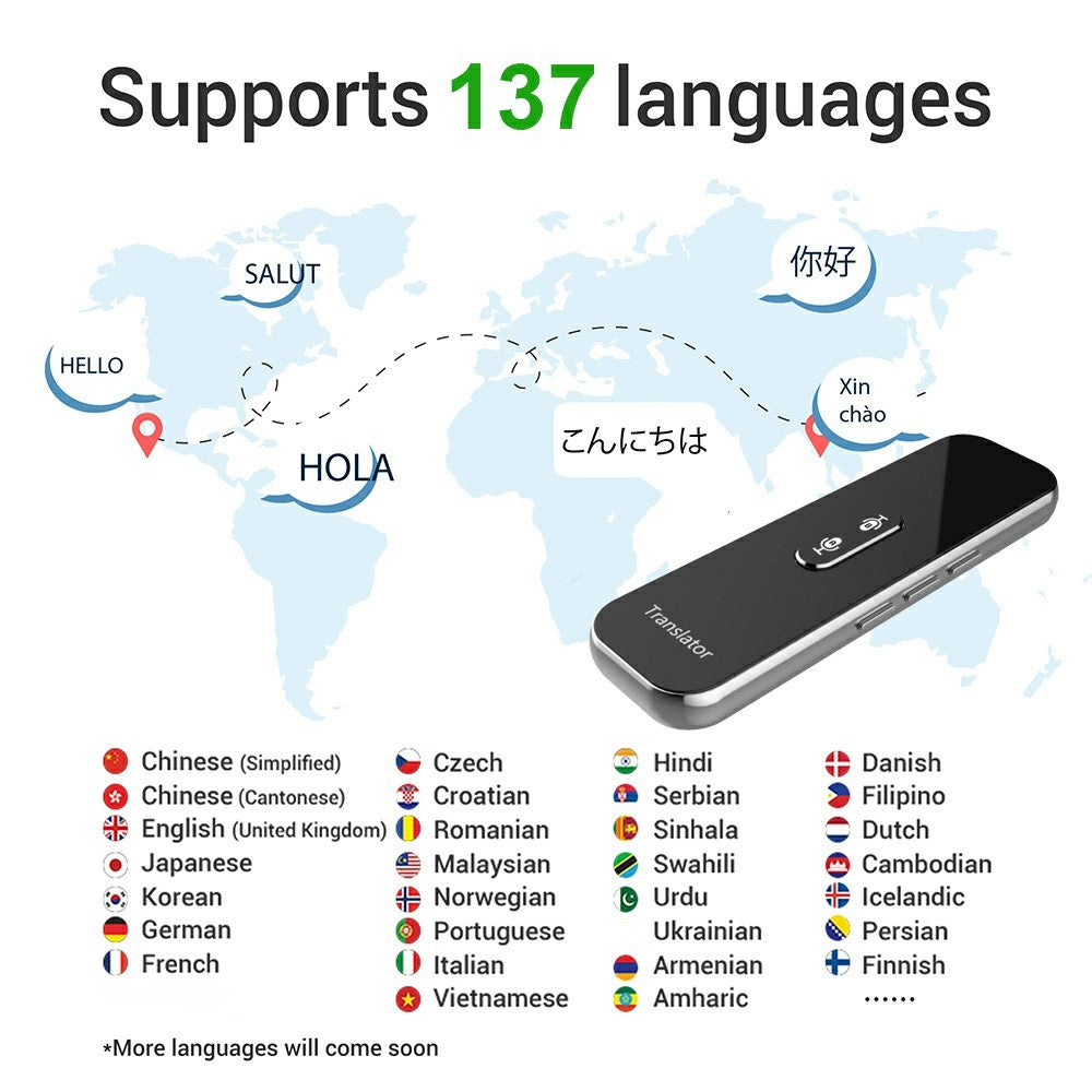 G6X Built-In 600mAh Battery Bluetooth-compatible 137 Languages Speech Translator for 8-Pin, Android