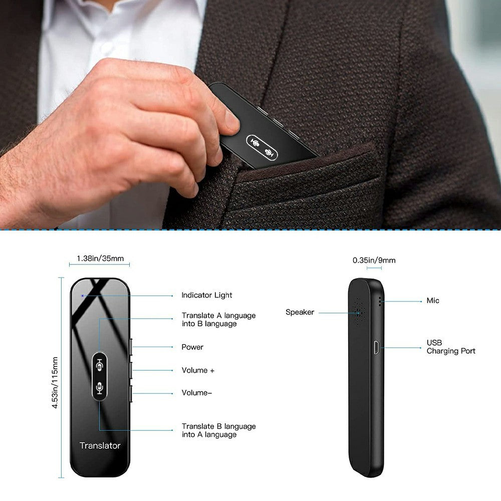 G6X Built-In 600mAh Battery Bluetooth-compatible 137 Languages Speech Translator for 8-Pin, Android