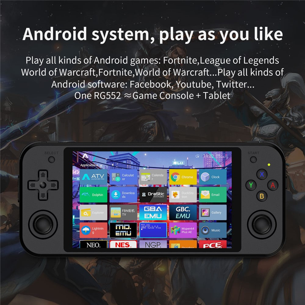 ANBERNIC RG552 Håndholdt Videospilkonsol 5,36-tommer 16GB + 128GB Dobbelte Systemer Android / Linux (Engelsk Version)