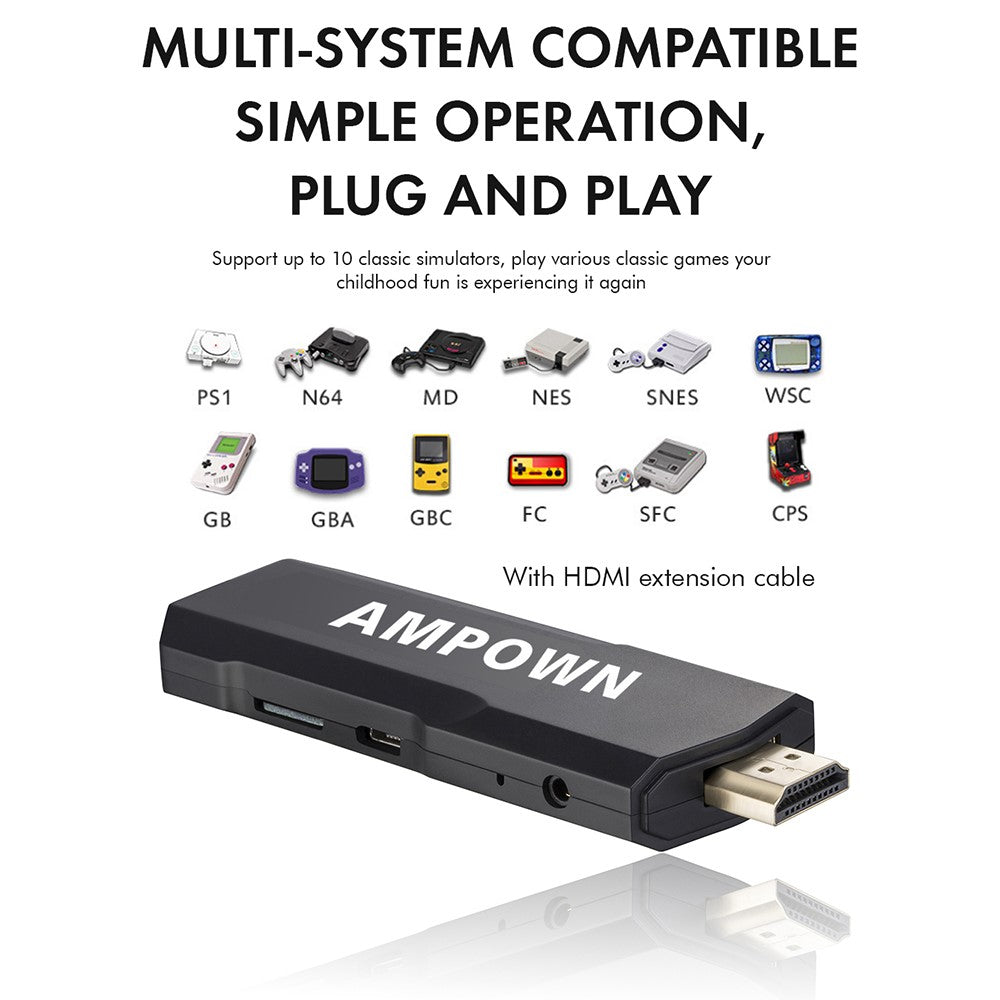 AMPOWN GD10 32G Memory HD Game Stick Wireless Gamepad Double Game Console, English Version