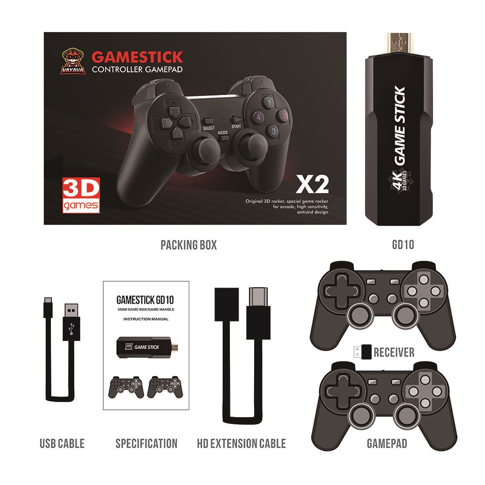 AMPOWN GD10 32G Memory HD Game Stick Wireless Gamepad Double Game Console, English Version