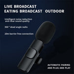 K1 Live Broadcast Lavalier Microphone 2 Noise Reduction Wireless Mic with Type-C Receiver