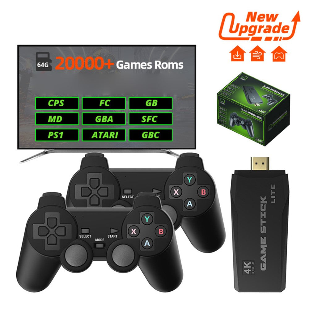 DATA FROG Y3 Lite Game Stick HD TV Spillekonsol med 2 trådløse gamepads, 64G hukommelseskort / 20000 spil