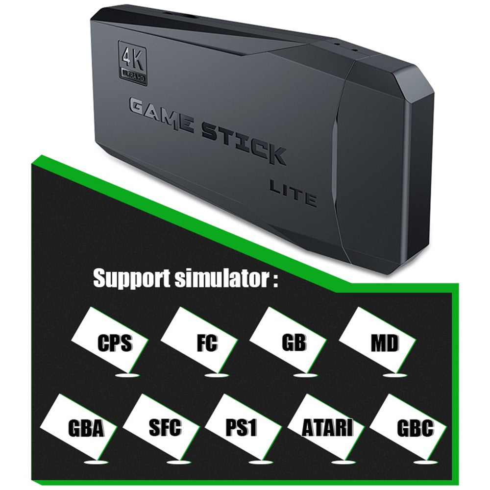 DATA FROG Y3 Lite Game Stick HD TV Spillekonsol med 2 trådløse gamepads, 64G hukommelseskort / 20000 spil