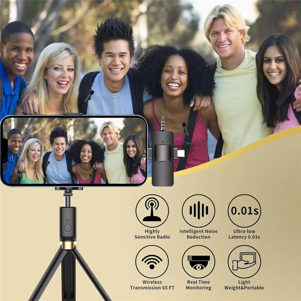 K15 3 in 1 Wireless Lavalier Microphone with Noise Reduction USB-C Microphone for Smartphone Computer Camera