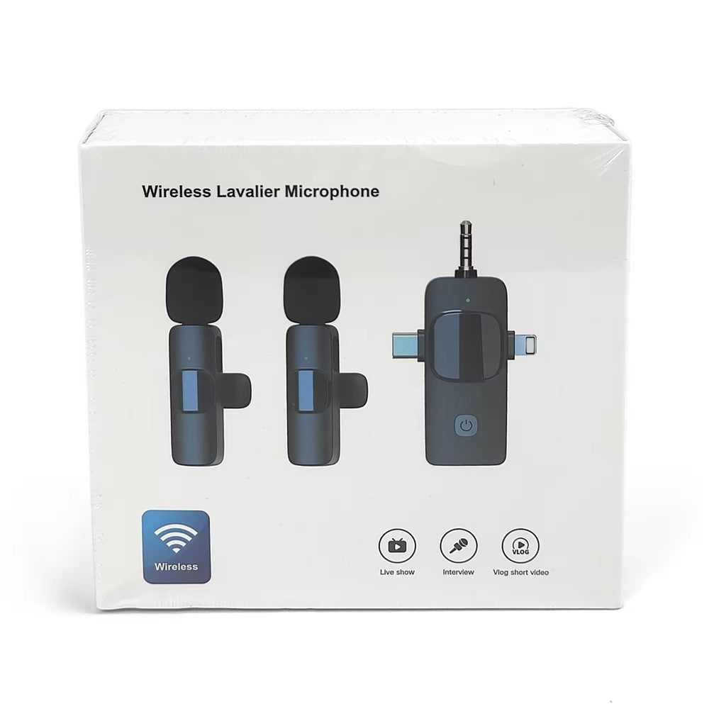 K15 3 in 1 Wireless Lavalier Microphone with Noise Reduction USB-C Microphone for Smartphone Computer Camera