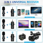 K15 3 in 1 Wireless Lavalier Microphone with Noise Reduction USB-C Microphone for Smartphone Computer Camera