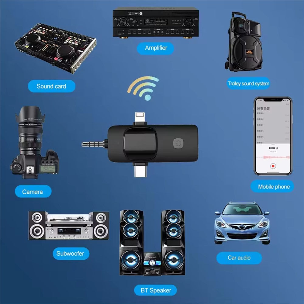 K15 3 in 1 Wireless Lavalier Microphone with Noise Reduction USB-C Microphone for Smartphone Computer Camera