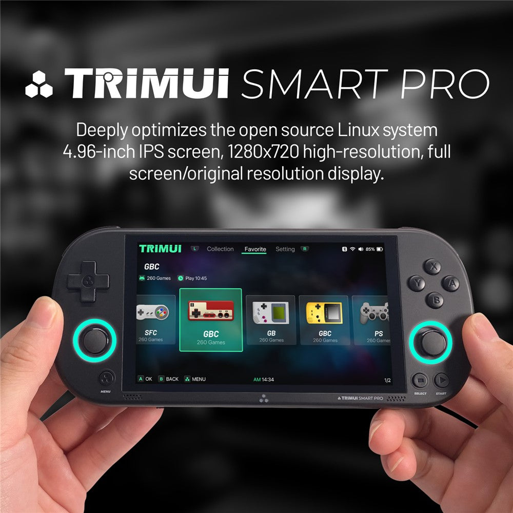 TRIMUI SMART PRO Handheld Game Console 4.96-inch IPS Screen Retro Video Game Controller (English Version), with 64G TF Card
